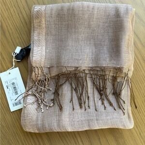 Georgio Armani Light Brown Scarf with Fringe. Authentic gift from Italy.